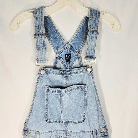 Gap Denim Blue 100% Cotton Denim Jean Shortalls Size Medium - Picture 2 of 10